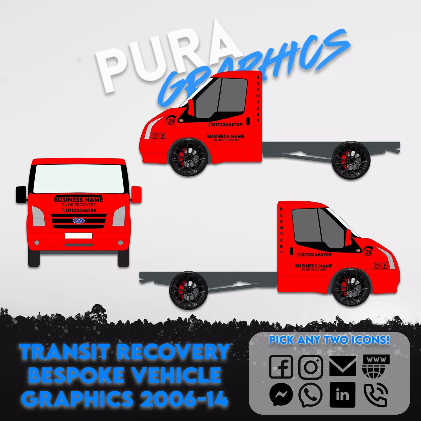 FORD MK7 Transit Recovery Truck Vinyl Graphics Decals 2006-2014 – Custom business