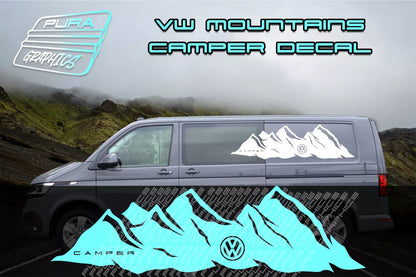VW Camper Mountain Vinyl Decal – Sticker KIT X2 – Transporter, Crafter & Caddy