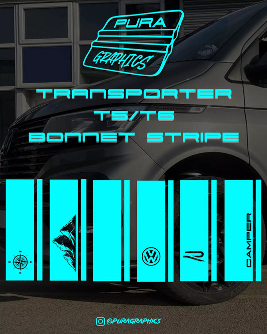 VW Volkswagen Transporter T4 T5 T6 Bonnet Stripe Vinyl Decal Sticker | CAMPER |