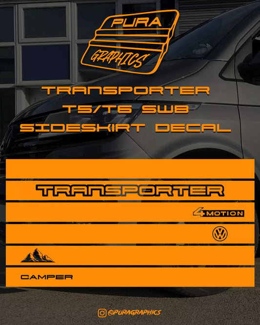 VW Transporter T5 T6 SWB Side Skirt Vinyl Decal Kit - 6 Designs VDUB Sticker
